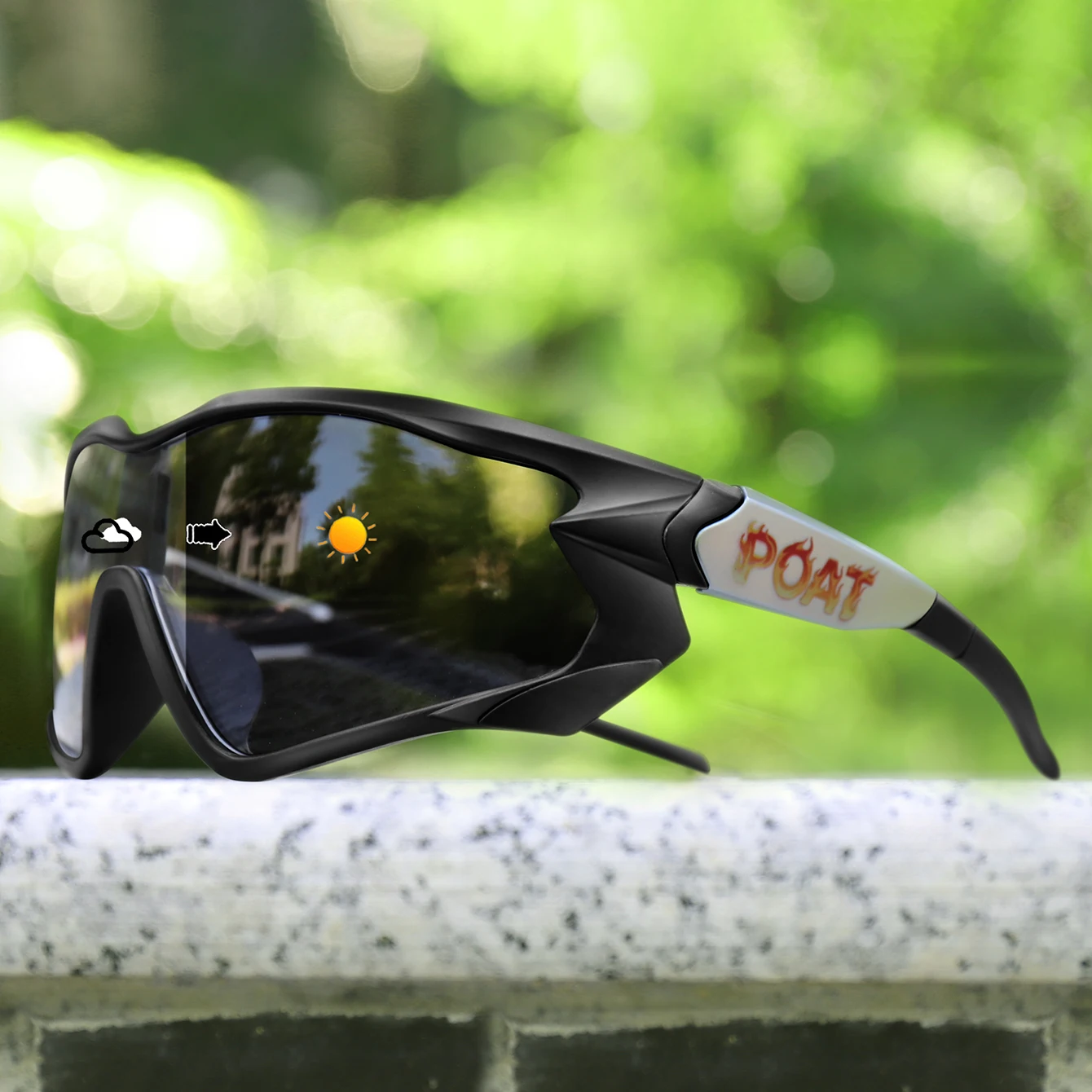 Männer Frauen Photochrome Motorrad Brille Outdoor Sport Großen Rahmen Winddicht Radfahren Laufen Wandern Brille – Detail 11