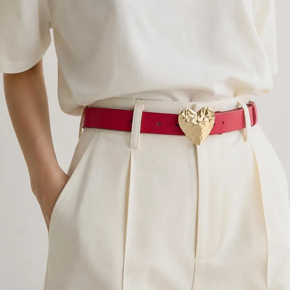 Casual Irregular Women's Slim Belt PU Heart-shaped Buckle Waistband Dress Jeans Belt Clothing Accessory