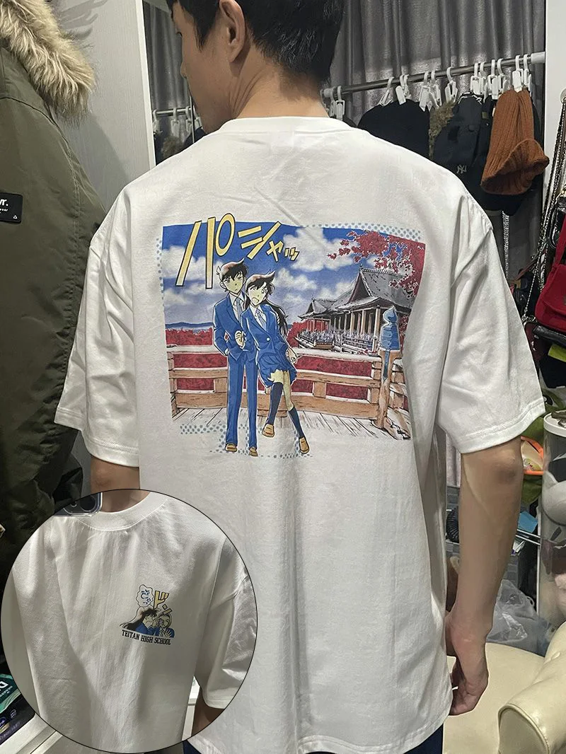 Miniso Detective Conan caso cerrado verano hombres y mujeres manga corta Conan Edogawa Shinichi Kudo niños y niñas niños camiseta