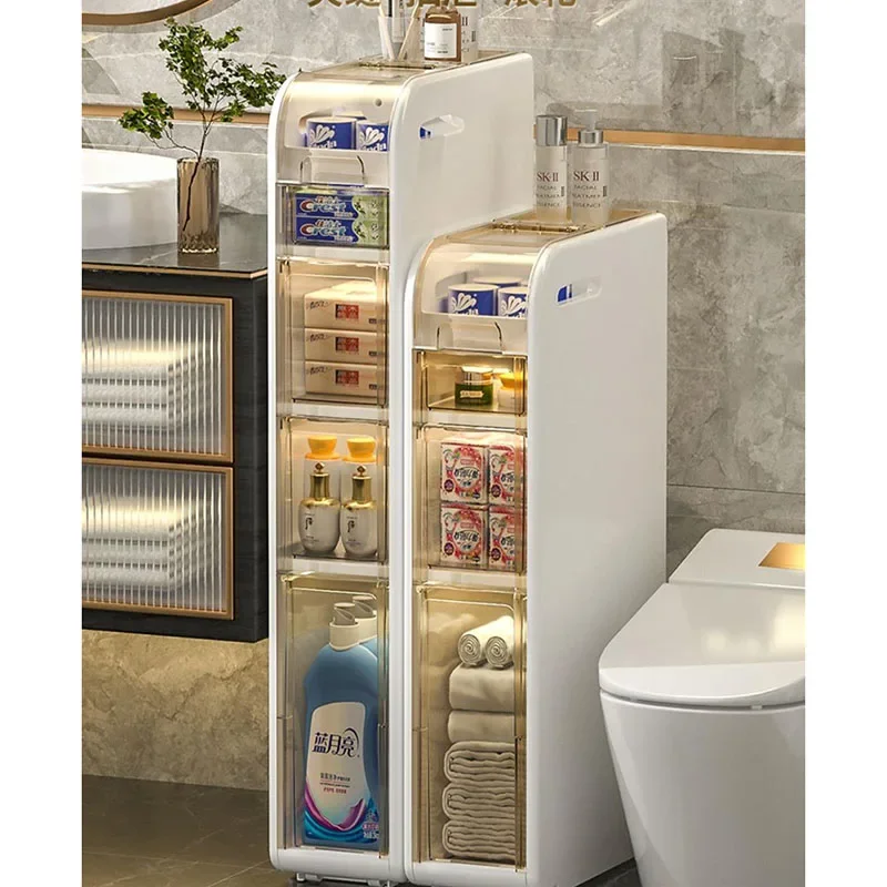 

Plastic 3-5 Layer Drawer Type - Roller Bathroom Storage Holders, Household Shelf Organizers, Installation-Free Floor Design