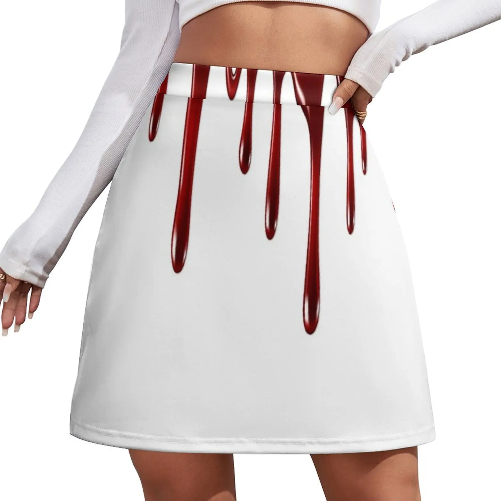 Blood Dripping White Mini Skirt elegant skirts for women Short women′s skirts Womens dresses