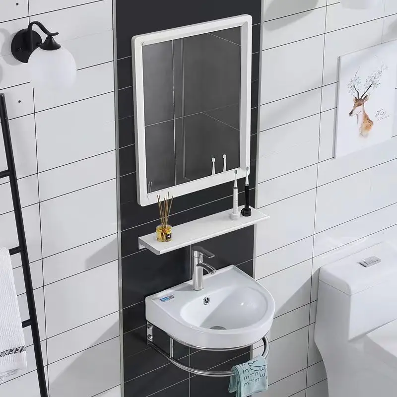 Stainless Steel Bracket Washbasin, Bathroom Wall Mounted Washbasin, Small-Sized Simple Ceramic Basin, Washbasin, Sink