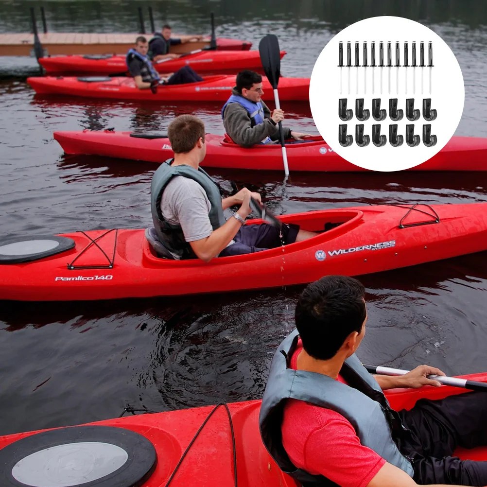 

J-type Hook Set Kayaks Tie Down for Boat Bungee Lashing Canoe J-Hooks and Rivets with Cord