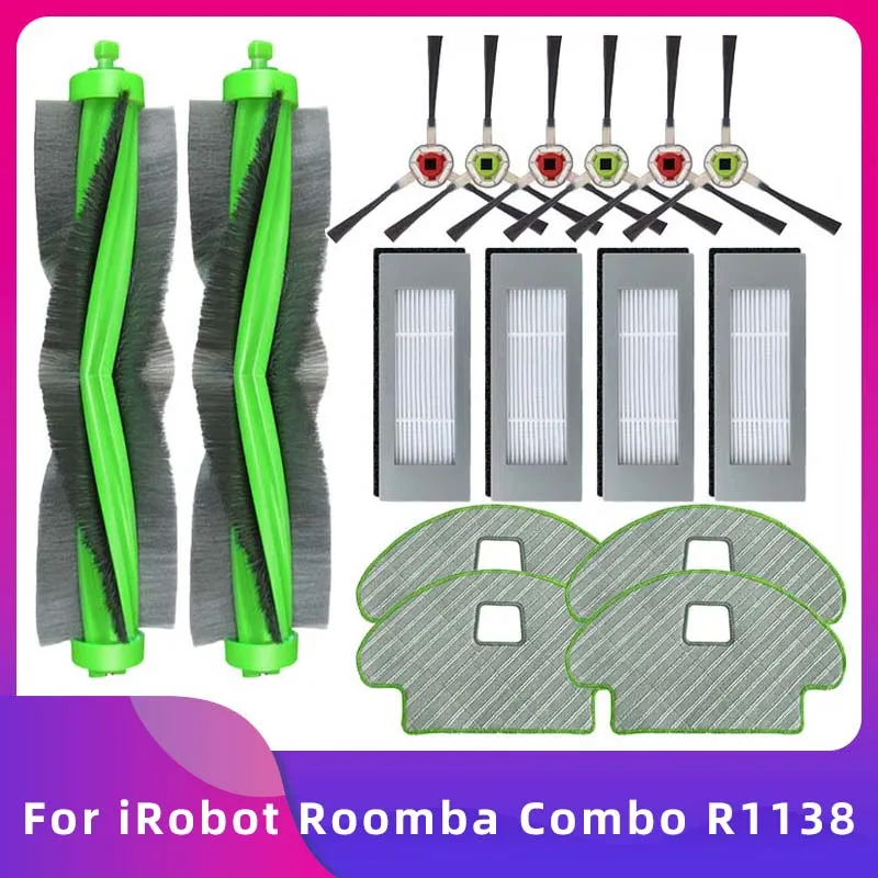 For iRobot Roomba Combo R113840 R1138 Vacuum Cleaner Spare Main Side Brush Hepa Filter Mop Cloth Rag WipeAccessories Part