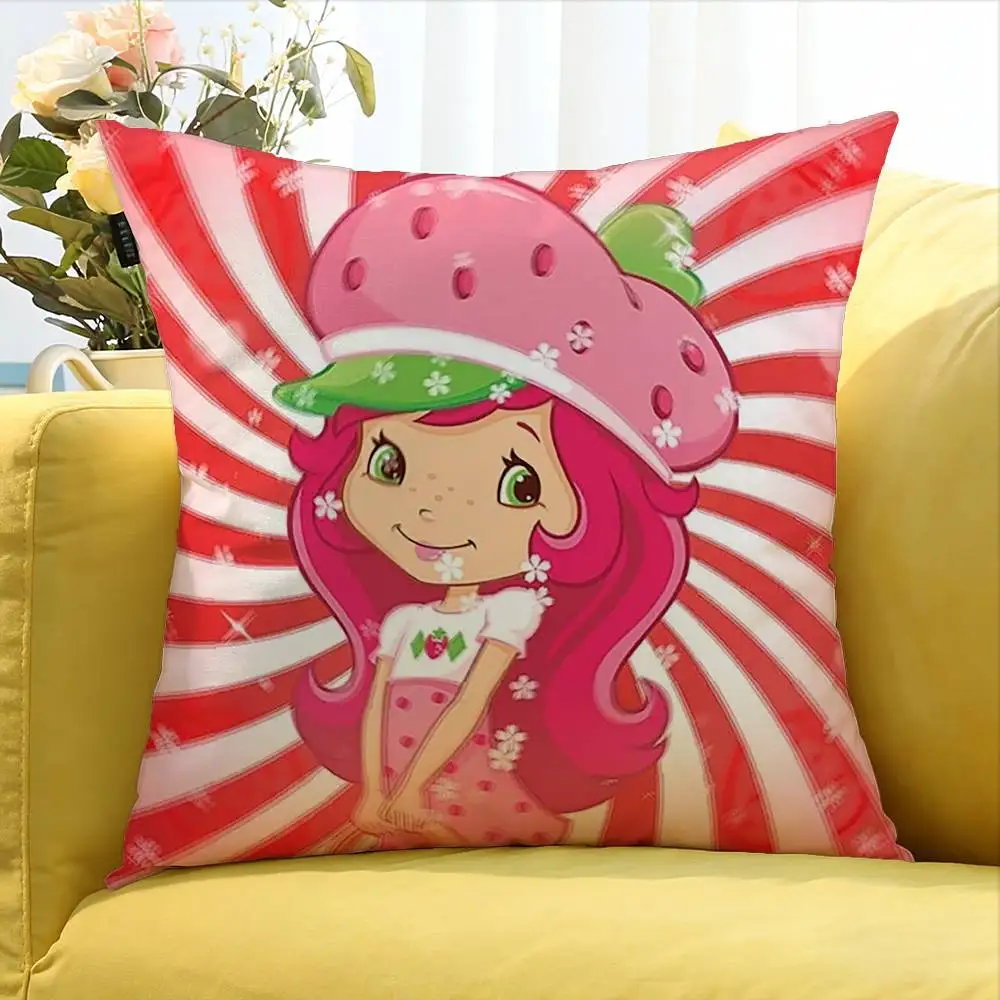 Cute S-Strawberry S-Shortcake-Girl   Various Sizes Square Pillow Case For Car Home Bedchamber Decor