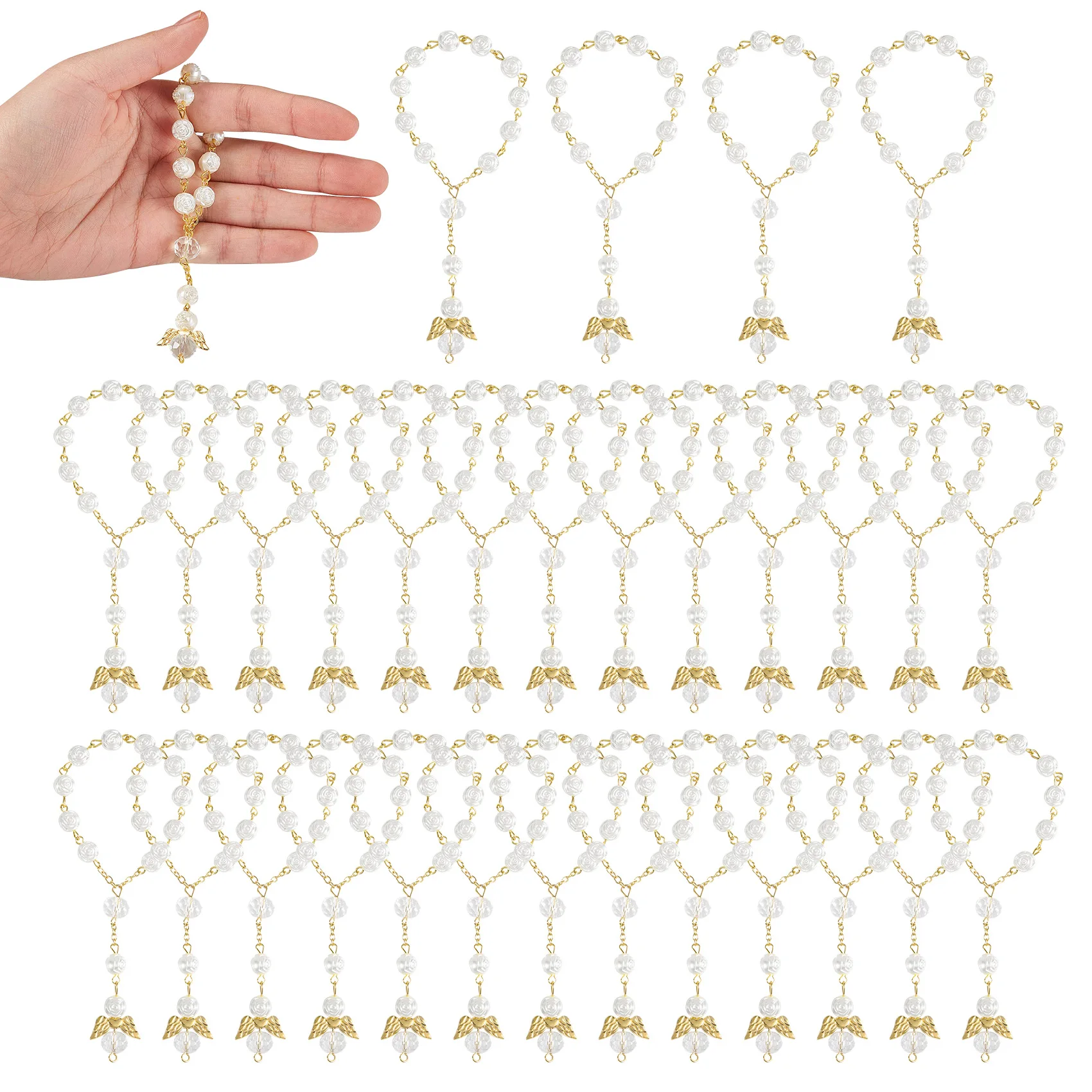 30 PCS Baptism Rosary Acrylic Rosary Beads Mini Rosaries Angel for the First Communion Baptism Party Favors image 3