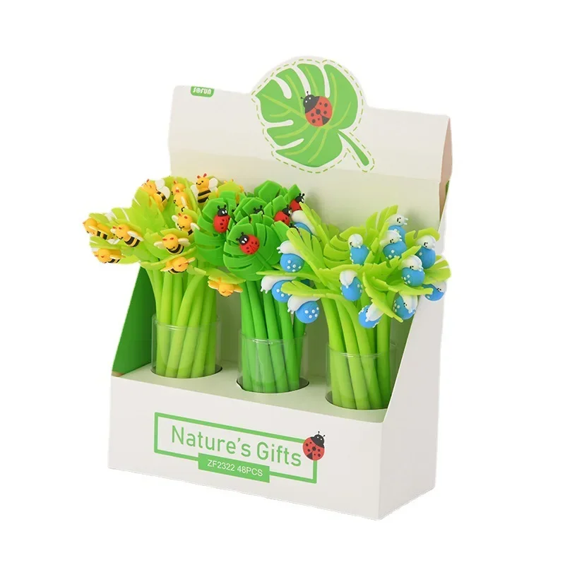 

48 шт. корейские нейтральные силиконовые насекомые, характерный дизайн, силиконовая ручка, быстросохнущая канцелярская водяная ручка, оптовая продажа