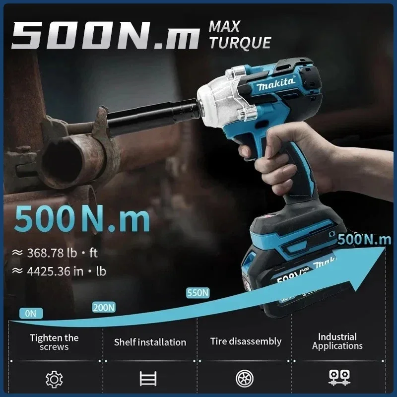 ماكيتا DTW600 مفتاح ربط بدون فرش مفتاح كهربائي لاسلكي عزم دوران عالي قابل لإعادة الشحن 18 فولت أدوات كهربائية لإصلاح السيارات #2