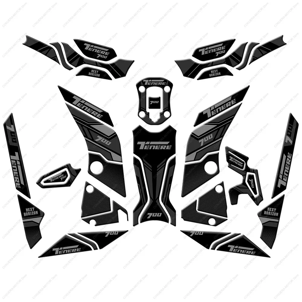 

3D Fender Protection Sticker For TENERE 700 XTZ 700 Motorcycle Accessories Tank Pad Sticker Anti-Scratch Decal Gray Set
