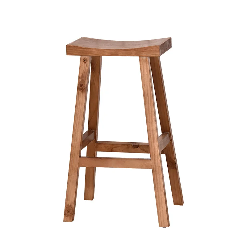 

New Chinese solid wood bar chair high stoo l ba r chair bar st ool simple retro b ar stool high chair saddle sto ol