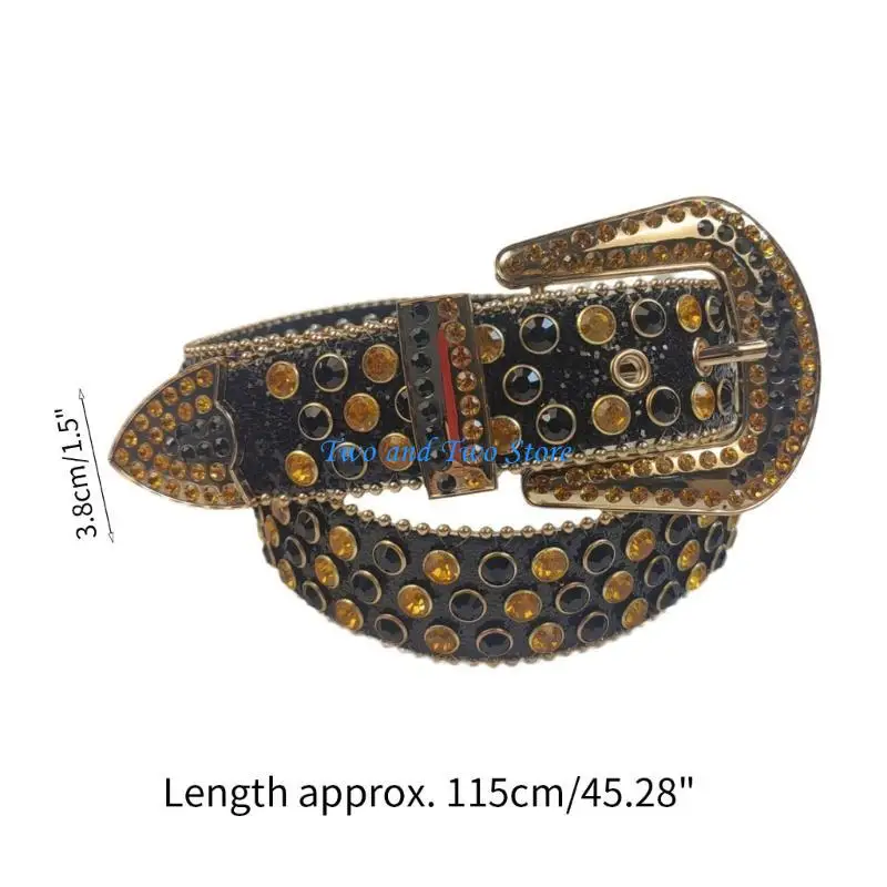 HX6F حزام الراين الإناث حزام الشارع Steampunk لسراويل الجينز Y2K فتاة التبعي