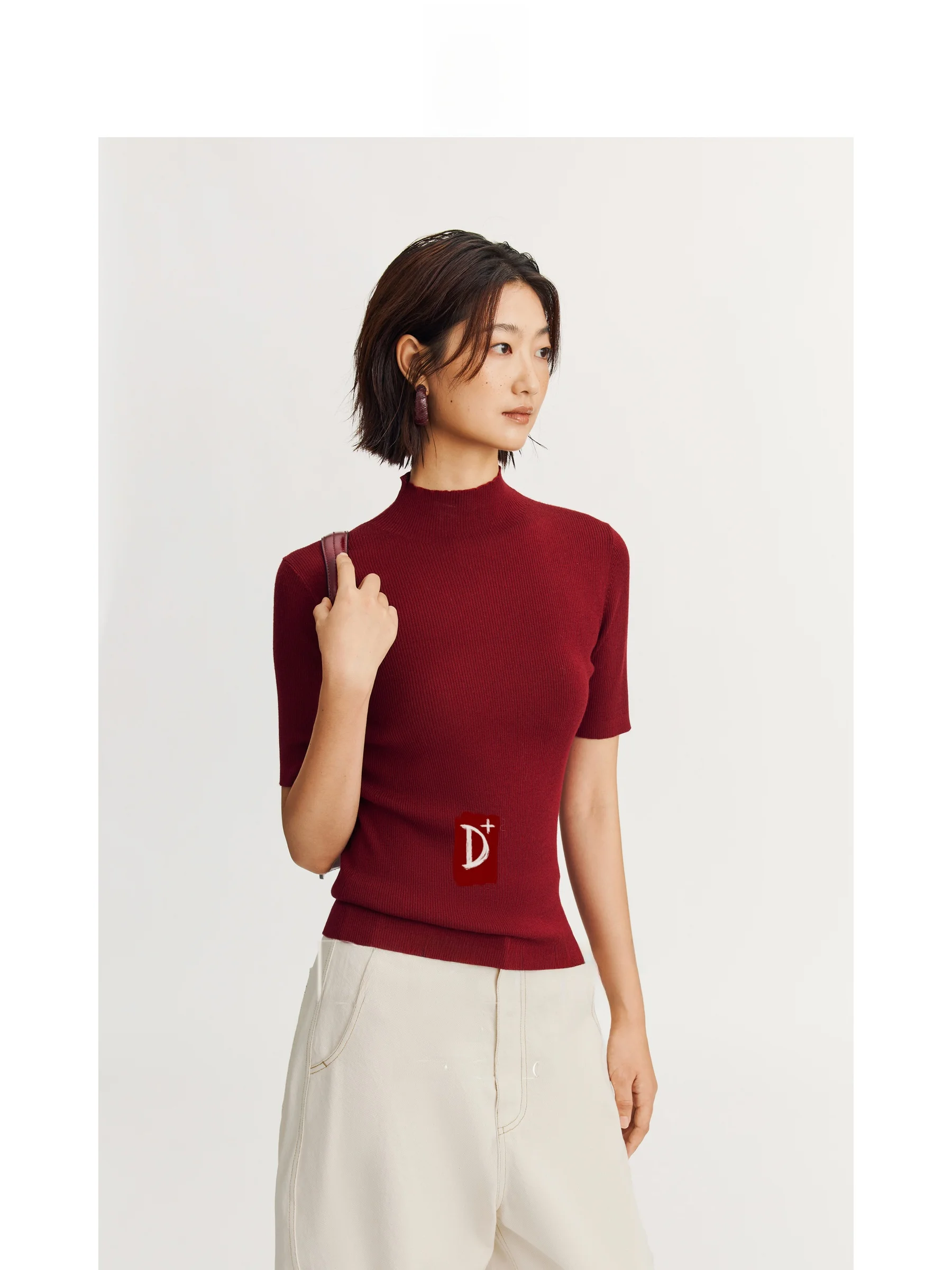 

Ultra-Fine 20S Camere Wool BIELLA Precision Spun Cherry Blossom Pattern f Sve round Ne D plus Women's Knitwear