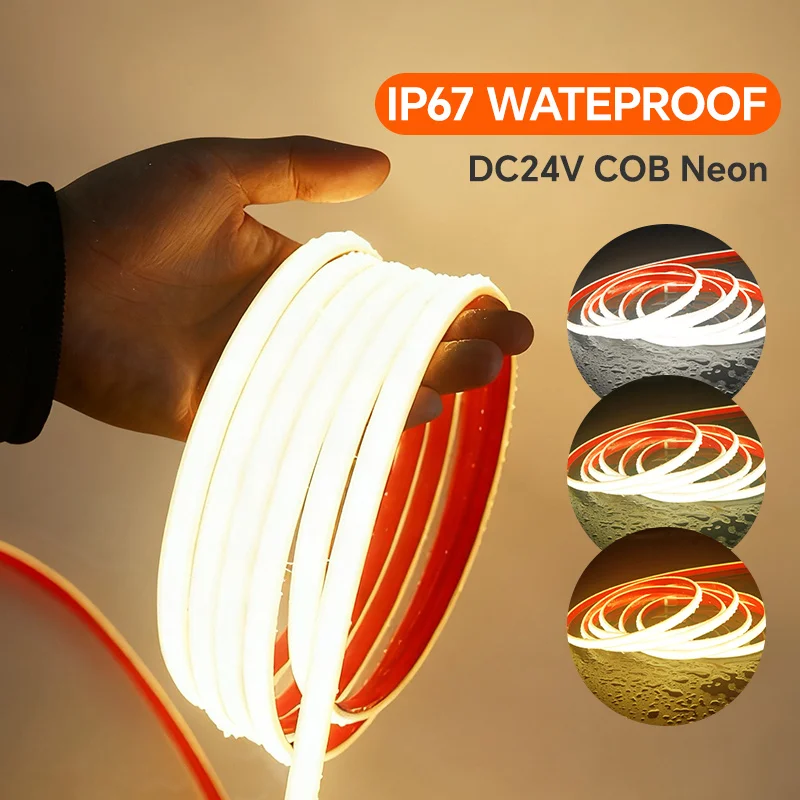

24 В 240 светодиодная уличная белая светящаяся трубка COB с водонепроницаемыми функциями IP67 для украшения дома - гибкие световые ленты с высоким освещением