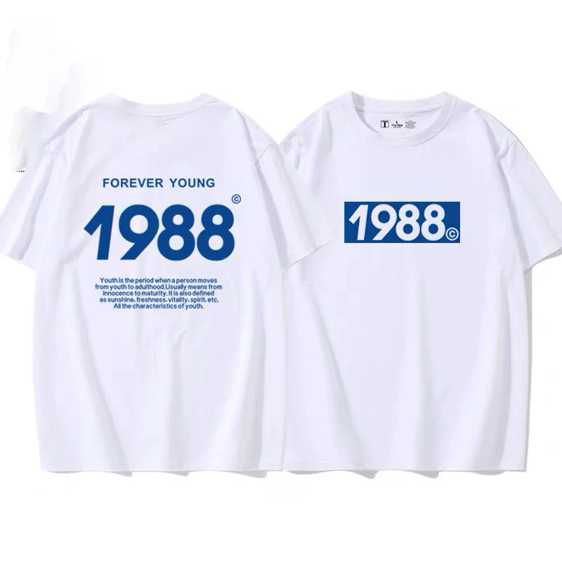 New 1988 Year Half Sleeve Group Parent-child Activities Fashion Casual Cotton Printed Top Fashion Brand Summer Loose Clothes