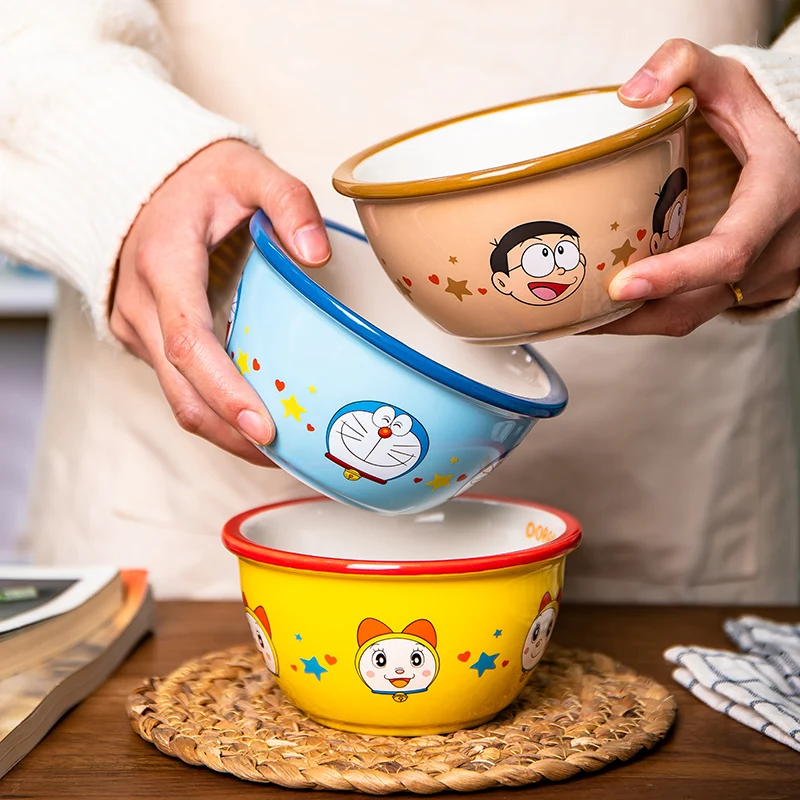 Doraemon Home Ceramic Bowl Shizuka Goda Takeshicartoon Bowl Ceramic Children\'s Breakfast Bowl Doraemon Bowl Kitchen Supplies