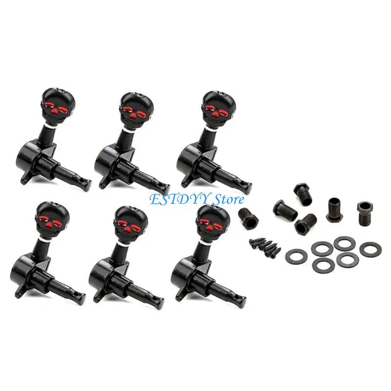 G6DE 6Pcs Skull Button Keys Machine Head Tuners Machine Head Knobs Easy to Install