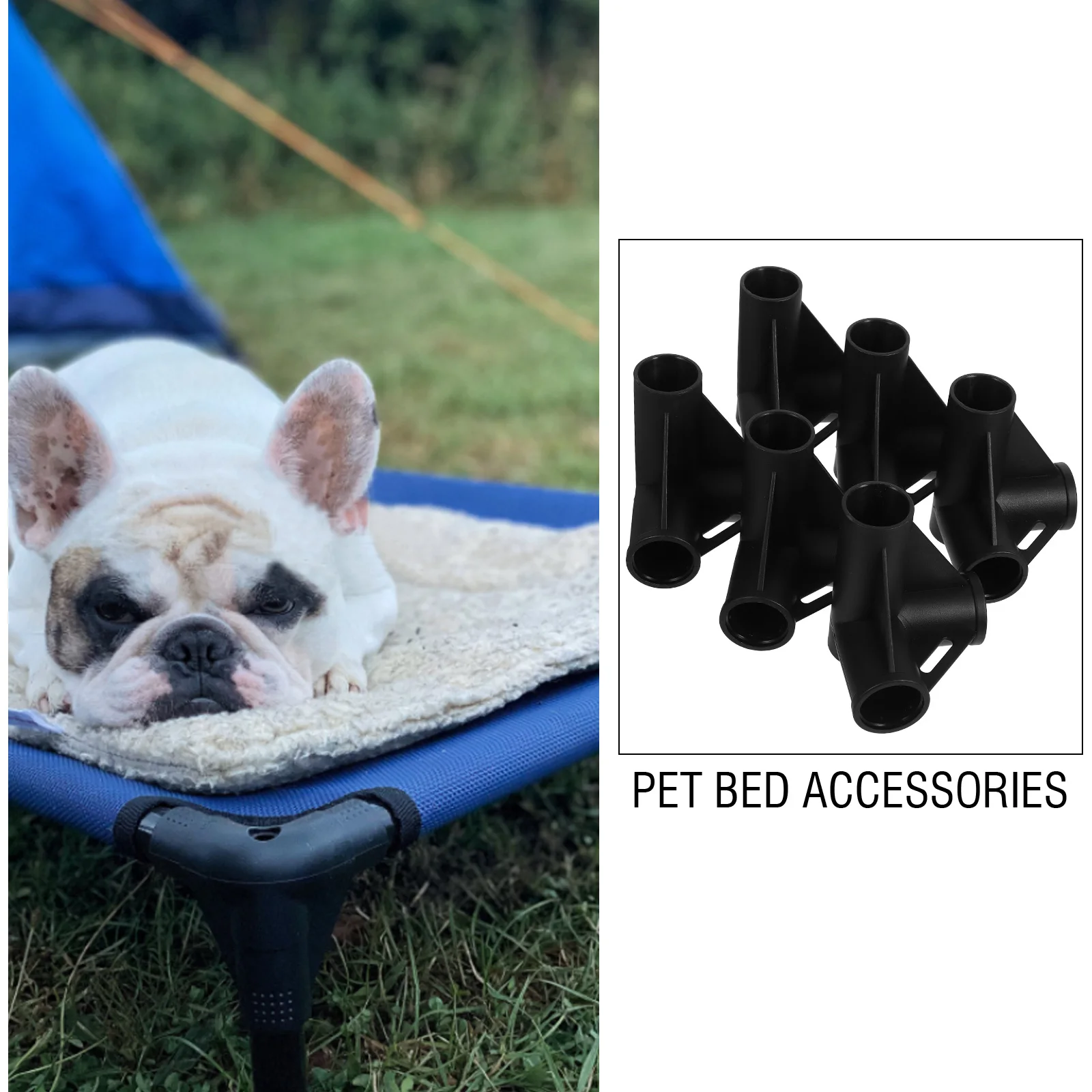 Accessoires de lit de Camping pour animaux de compagnie, 6 pièces, auvent en Abs noir, pièces de rechange pour tente de chien, connecteurs de poteaux, utilisation Durable en extérieur