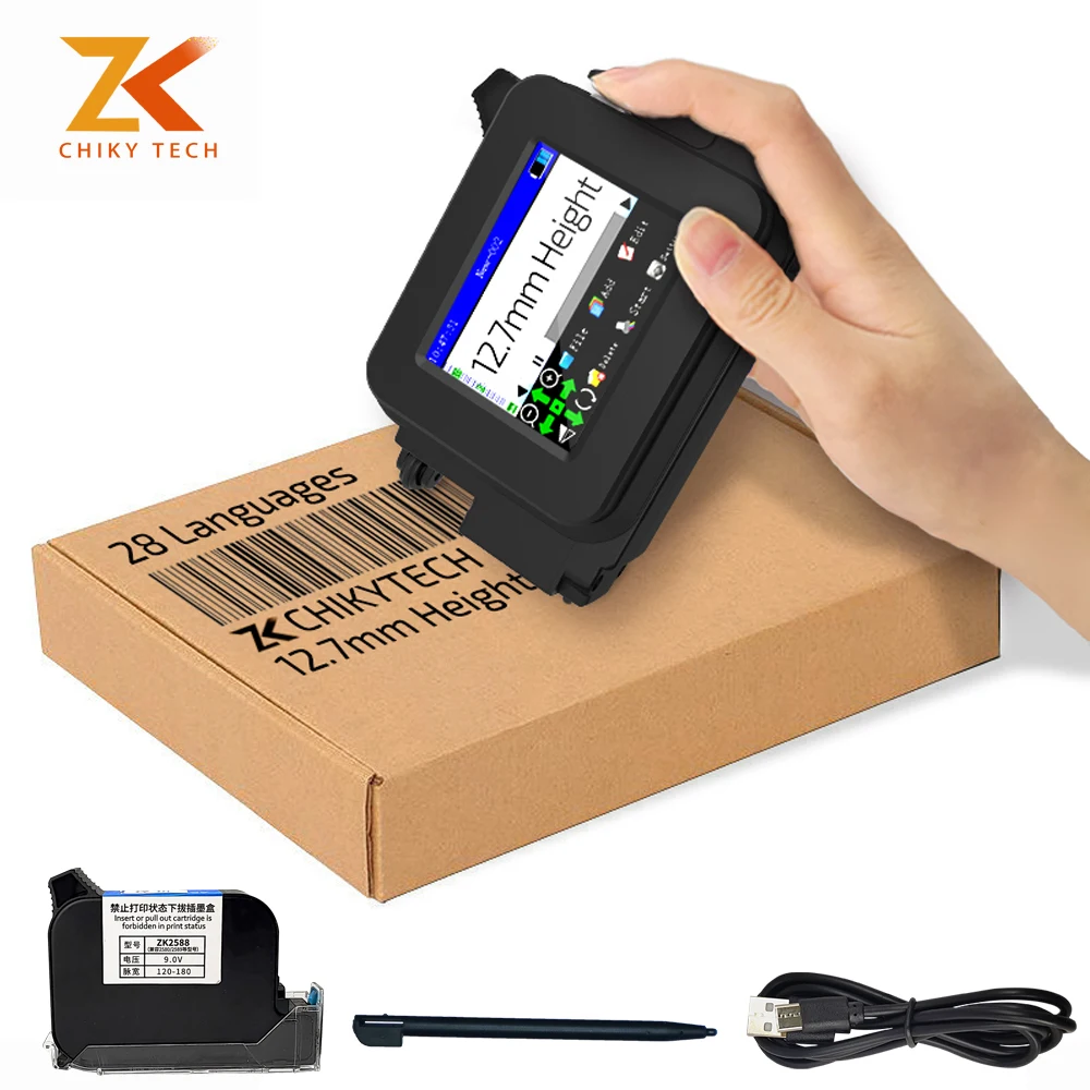 Imagem -02 - Mini Impressora Portátil a Jato de Tinta Portátil Chiky Zk1696 Secagem Rápida Barata Bom Preço Novas Chegadas Abs 127 mm