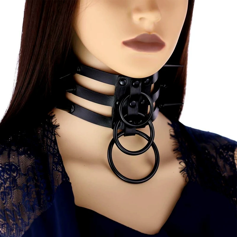 

Панк-готика, широкое кольцо из искусственной кожи с уплотнительным кольцом, ожерелье с шипами, ожерелье Kpop, цепочки на шею, шипа, заклепка, сексуальный воротник, шейный ремешок