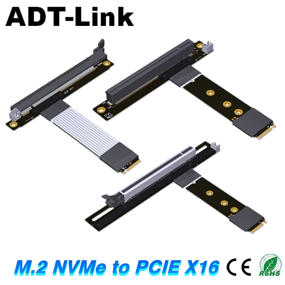 M.2 NVMe Key-M to PCI-E 4.0 X16 90/180 Degree Angle Extension Cable for ATX STX Motherboard Graphics Card M2 PCI Express X4 X16