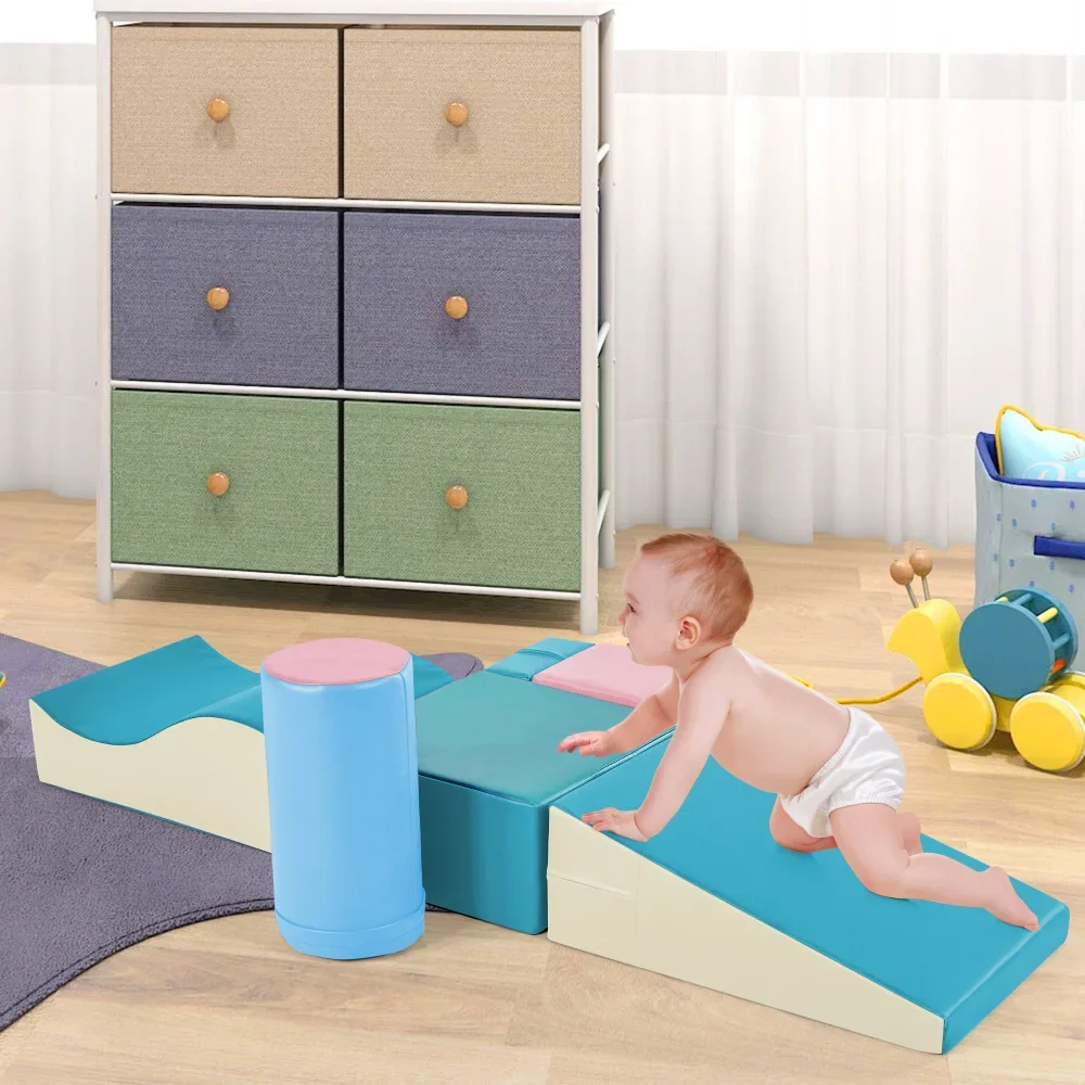 Colorful Soft Climb and Crawl Foam Playset 6 in 1, Soft Play Tools Climb and Crawl Playground for Kids Crawling and Climbing