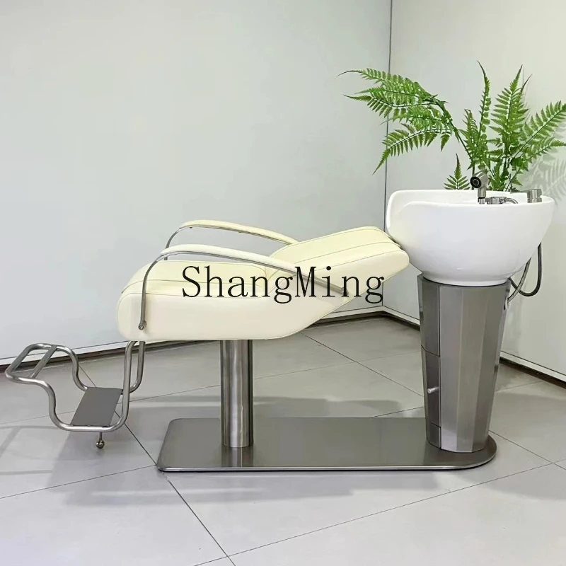 FG bellissimo lavabo da barbiere in ceramica shampoo letto per risciacquo lettino per shampoo di fascia alta speciale parrucchiere in acciaio inossidabile