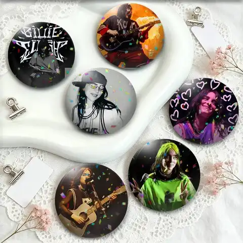Singer B-Billie Eilish  25mm 32mm 44mm 58mm 75mm Brooches Badges Pins for Accessories Gift