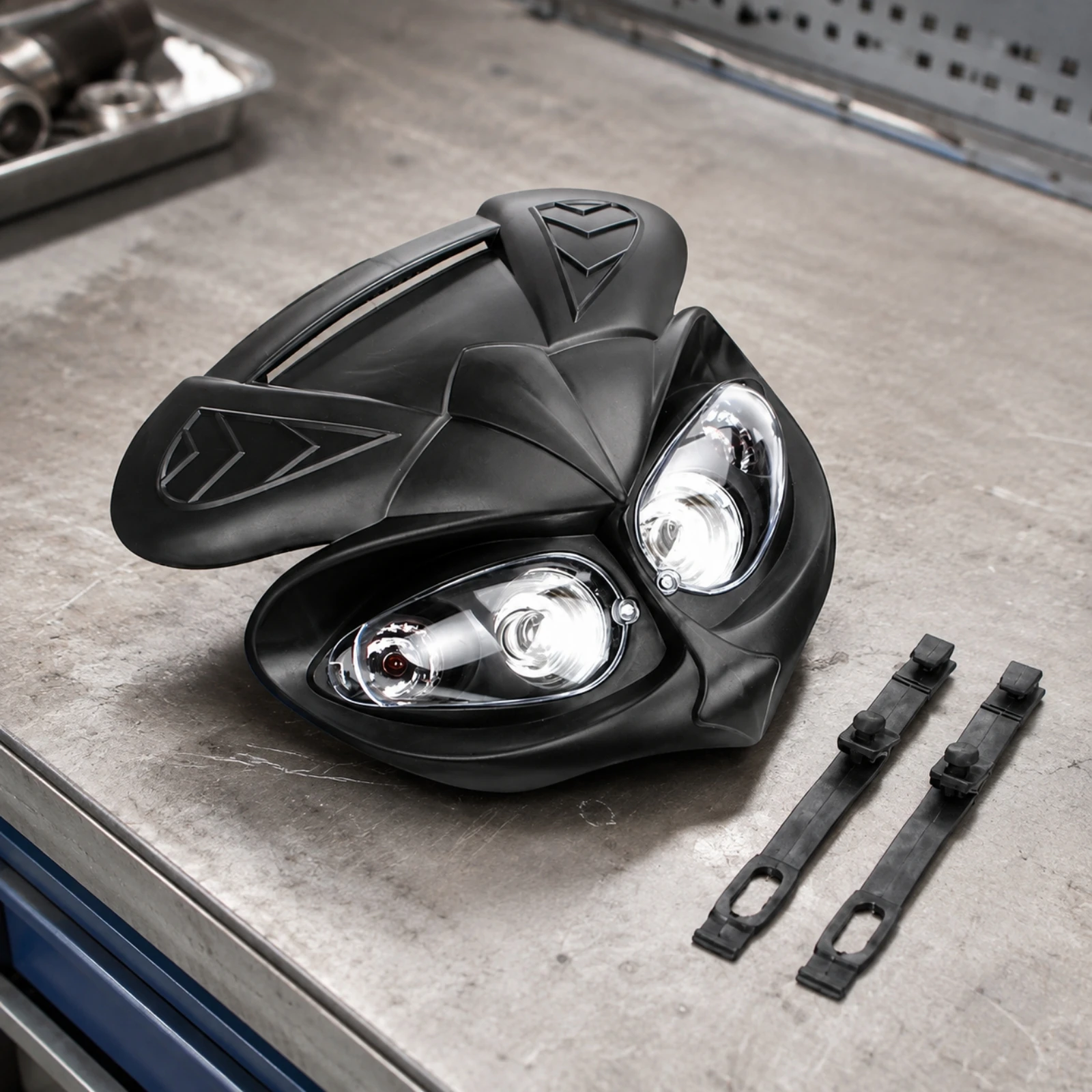 Four-Eye Style Motorcycle Headlight Assembly Rugged Front Lighting Assembly with Integrated Wiring for Trail Bike Riders