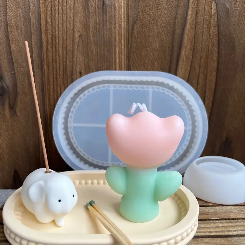 oval candle holder tray with epoxy mold tree of life design cement candlestick storage pallet jewelry display diy home decor