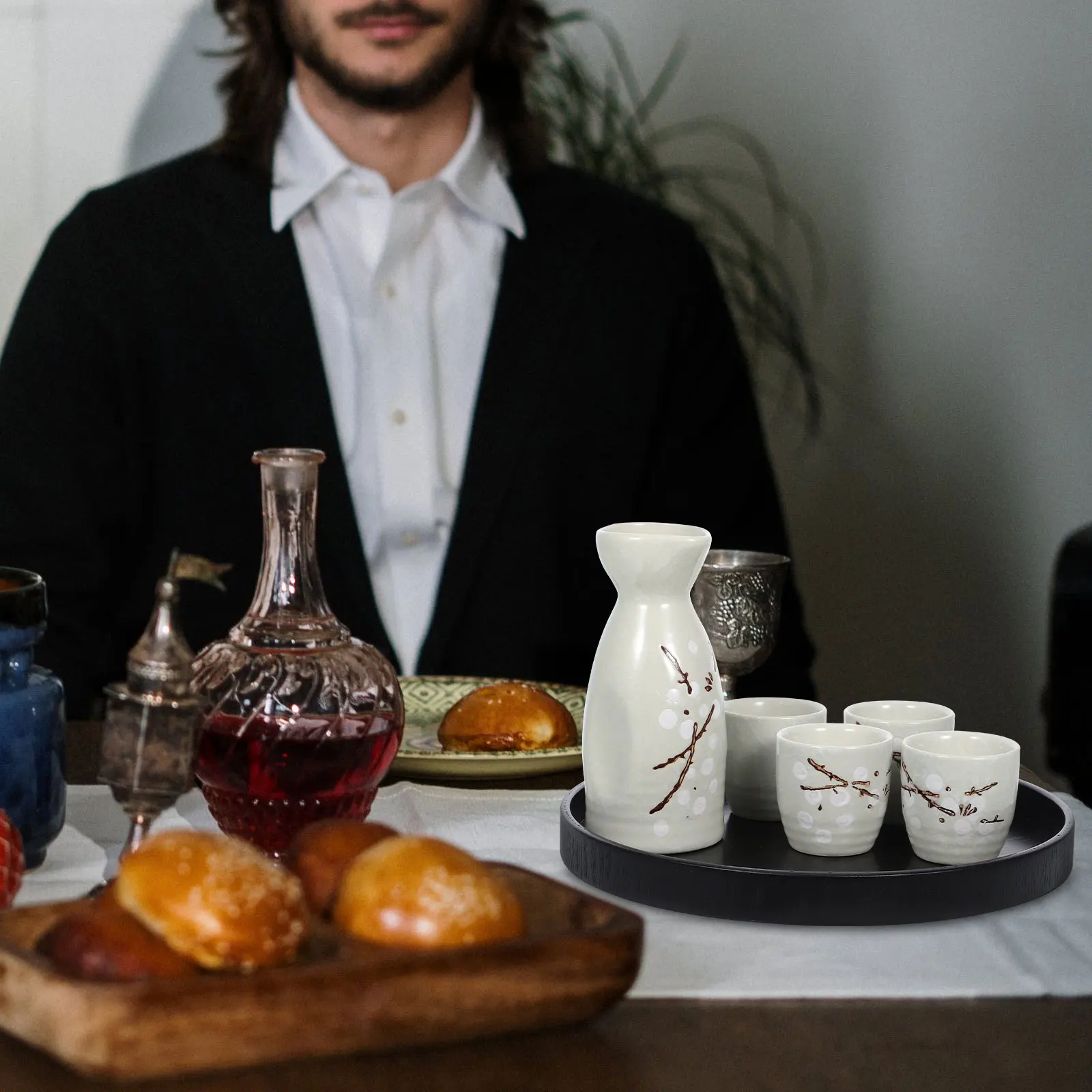 

2Pcs 8Inch Round Wooden Trays for Kitchen Decor Coffee Table Tray C Decorative Storage Wooden Plate Holder Storage Wood