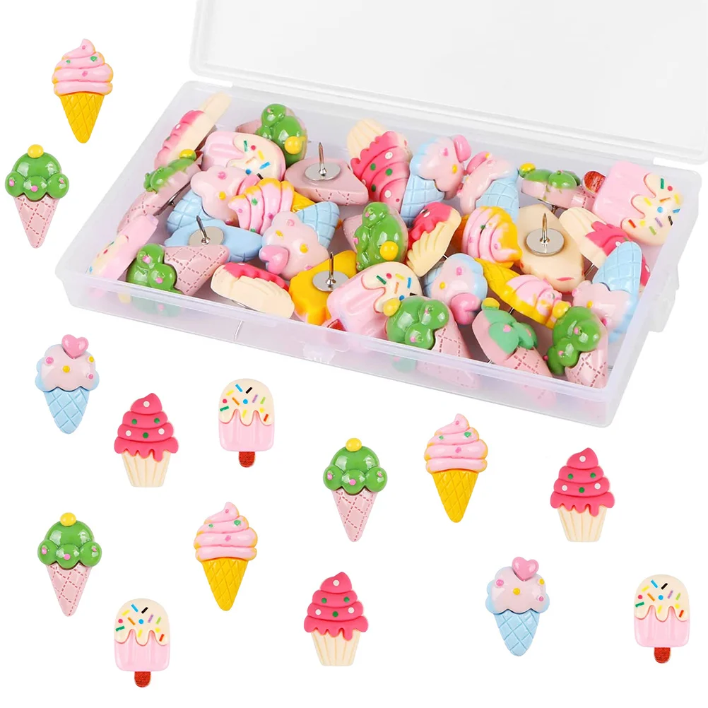 15 Pcs Ice Cream Pin Daily Use Pushpins Mini Shaped Thumb Tacks Replaceable Resin Small
