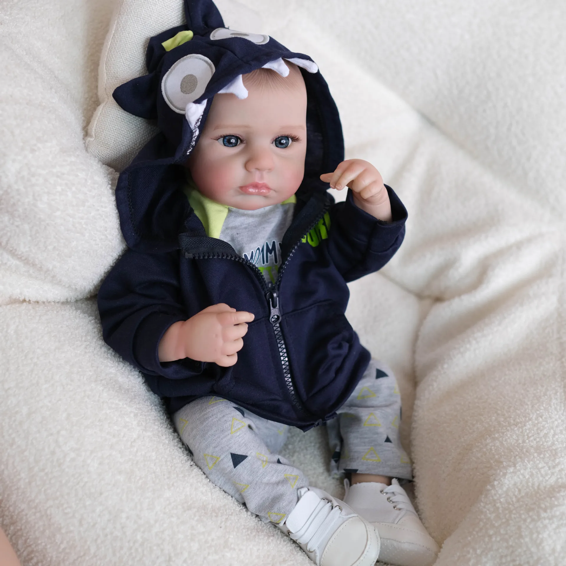 Finished Painted Silicone Open Eyes LouLou Princess Bebe Reborn Girl Boy Painted Hair Handmade Lifelike Newborn Child Baby Toy