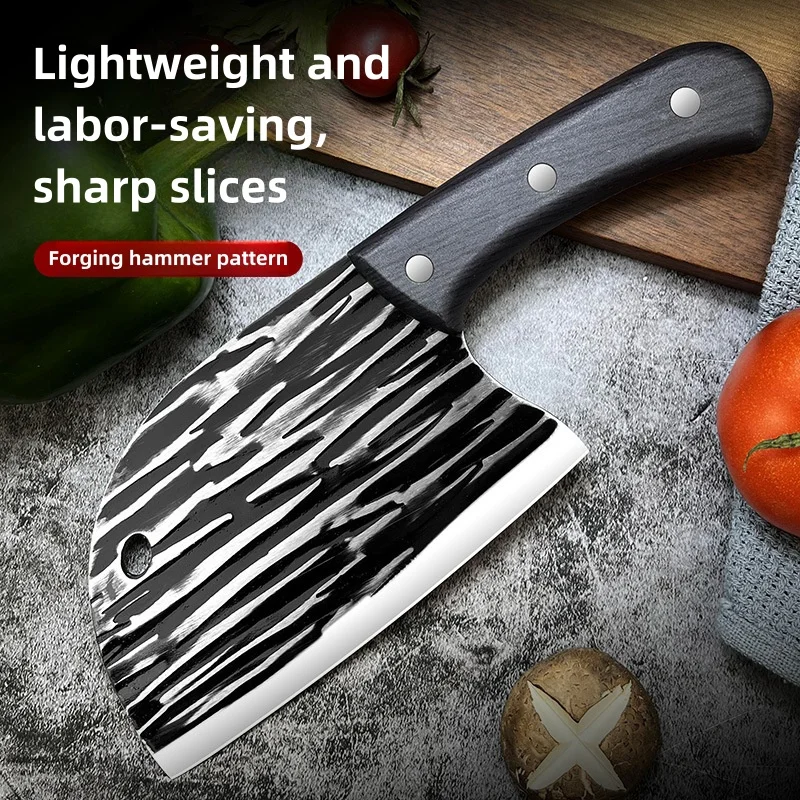 New Thickened Hand-forged Slicing Knife Multi-function round Fish Head Knife Sharp Kitchen Meat Cleaver Household Chopping Knife