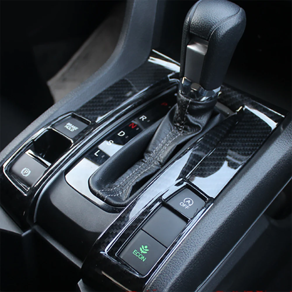 

ABS Carbon Fiber Effect Gear Shifter Panel Bezel Trim Cover Sticker For 2017-2021 Honda Civic Accessories