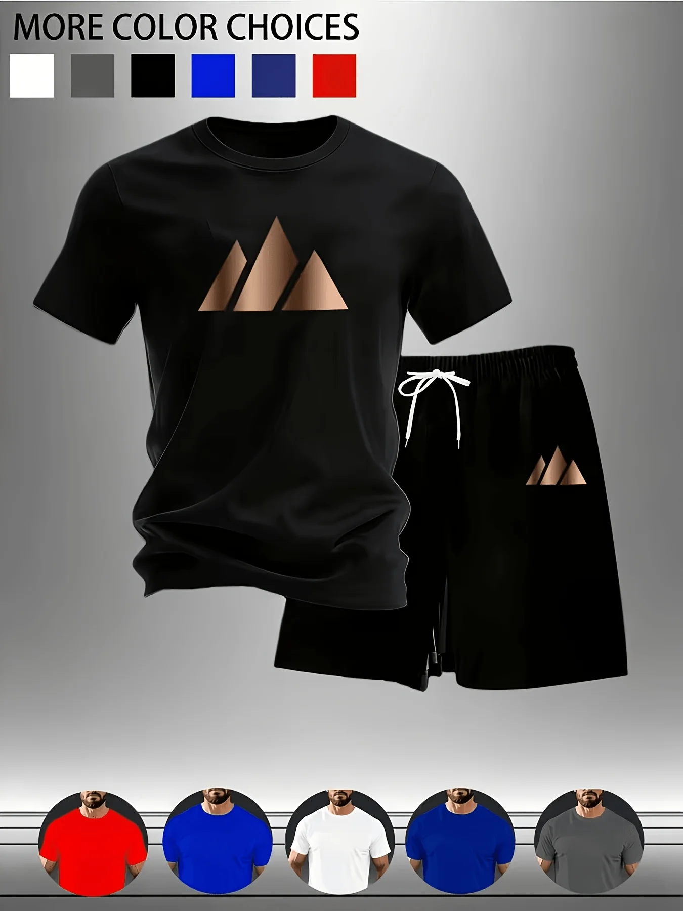 

Men's Quick Dry Short Sleeve T-Shirt & Shorts 2 Piece Set, Breathable Sweat Wicking Summer Casual Sports Tracksuit