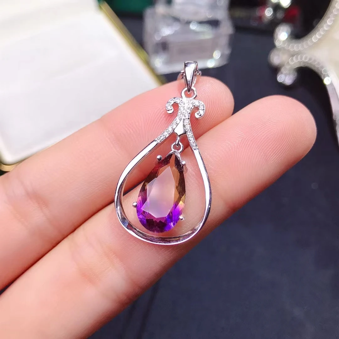 Luxury Water Drop Style Ametrine Pendant for Women Necklace Good Cut Natural Gem New Design Birthday Party Gift view 4