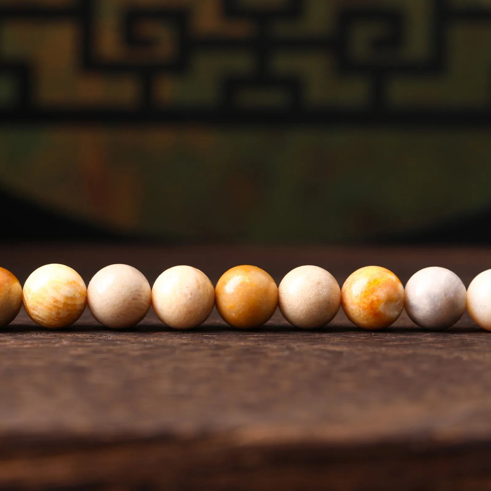 Naturstein-Korallen-Jade-Perlen, Chrysanthemen-Achat, Runde Lose Abstandsperlen für Schmuckherstellung, DIY-Armbänder, Halsketten-Zubehör – Detail 3
