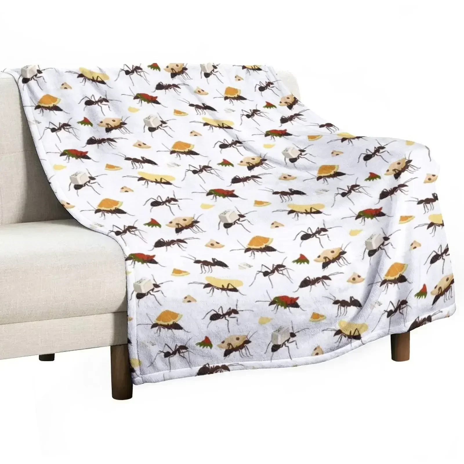 Ants Carrying Snacks Throw Blanket Designers Plaid on the sofa Summer Personalized Gift Hairys Sofa Quilt Blankets