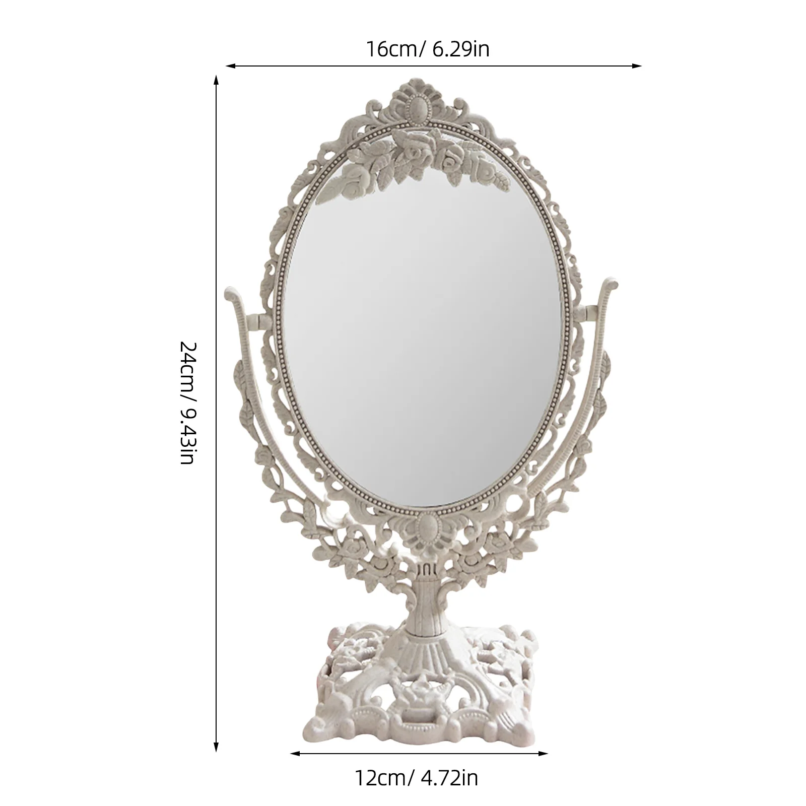 1 pçs espelho de alívio estilo retro tamanho compacto para uso desktop espelho de superfície lisa clara rotativa de 360 graus