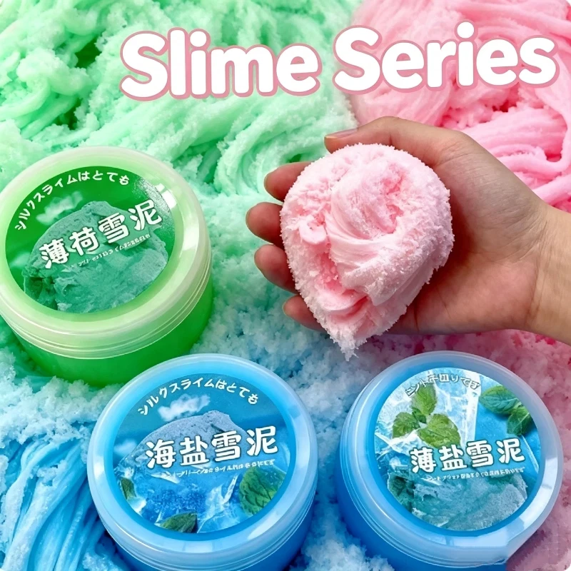 Sea Salt Wire Drawing Slime Fluffy Snow Texture Stretchy Slime Kit Fun Stress Relief Fidget For Anxiety Relief & Sensory Play