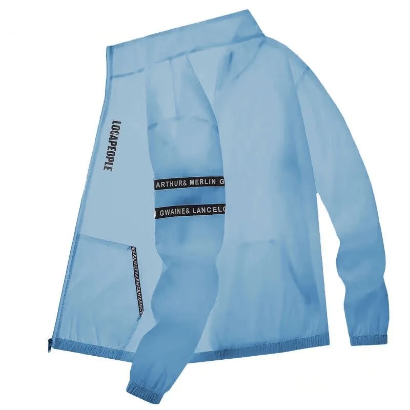Summer Sun Protection Clothing Men's Casual Waterproof Quick-drying Bicycle Hooded Jacket Plus Size Hiking Thin Skin windbreaker