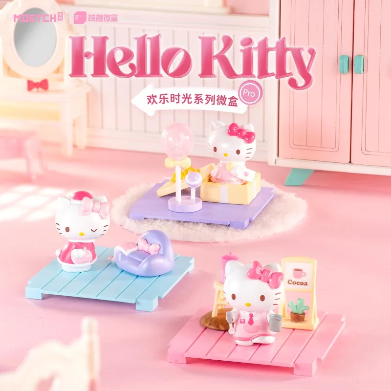 Hello Kitty Immersive Cottage Blind Box Four-Grid Transparent Storage Set Girlish Heart Bedroom Desktop Decoration Ornament
