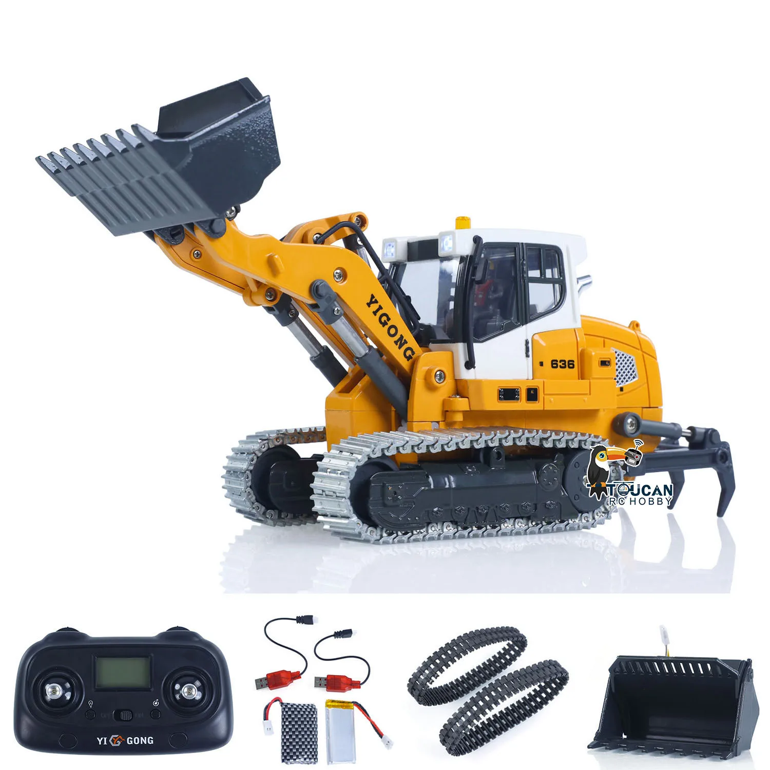 1:50 RC Electric Lifting Tracked Loader LR636 2.4G Construction Vehicle Metal Bucket Tracks Ripper RTR Model Light Sound Battery