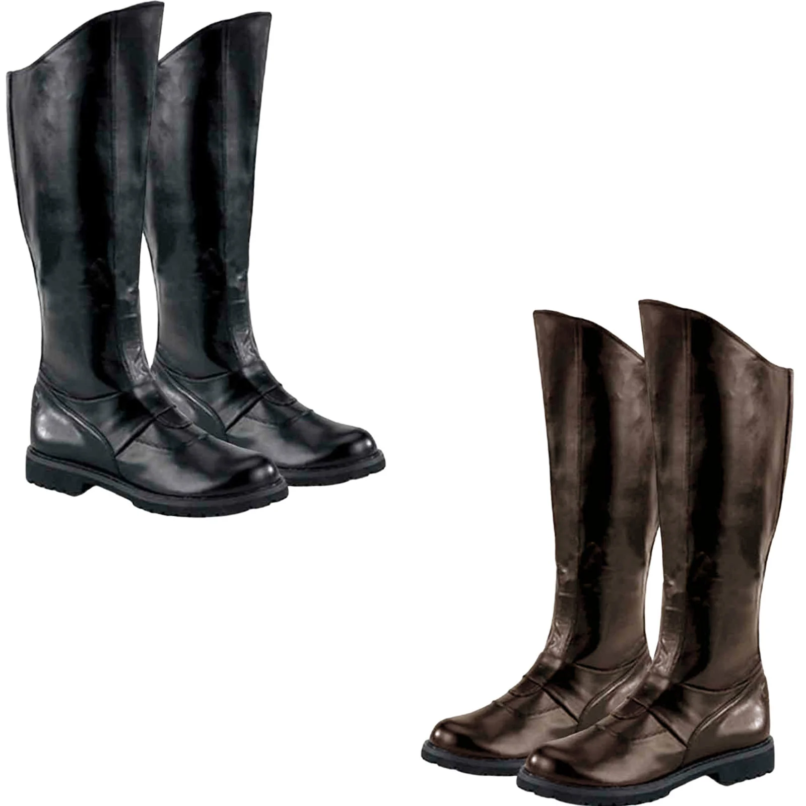 Retro Mittelalterliche Piraten- und Ritterschuhe, flache hohe Reitschuhe, Halloween-Bühnen-Cosplay-Kostüm-Schuhe, Unisex, hochwertiges PU-Leder, hohe Stiefel – Detail 2