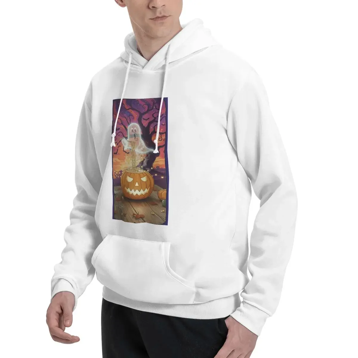 Spooky Ramen Ghost Halloween Pumpkin Hoodies Men's Women Casual Pullover Sweatshirt Hip Hop Long Sleeve Hooded Autumn Winter