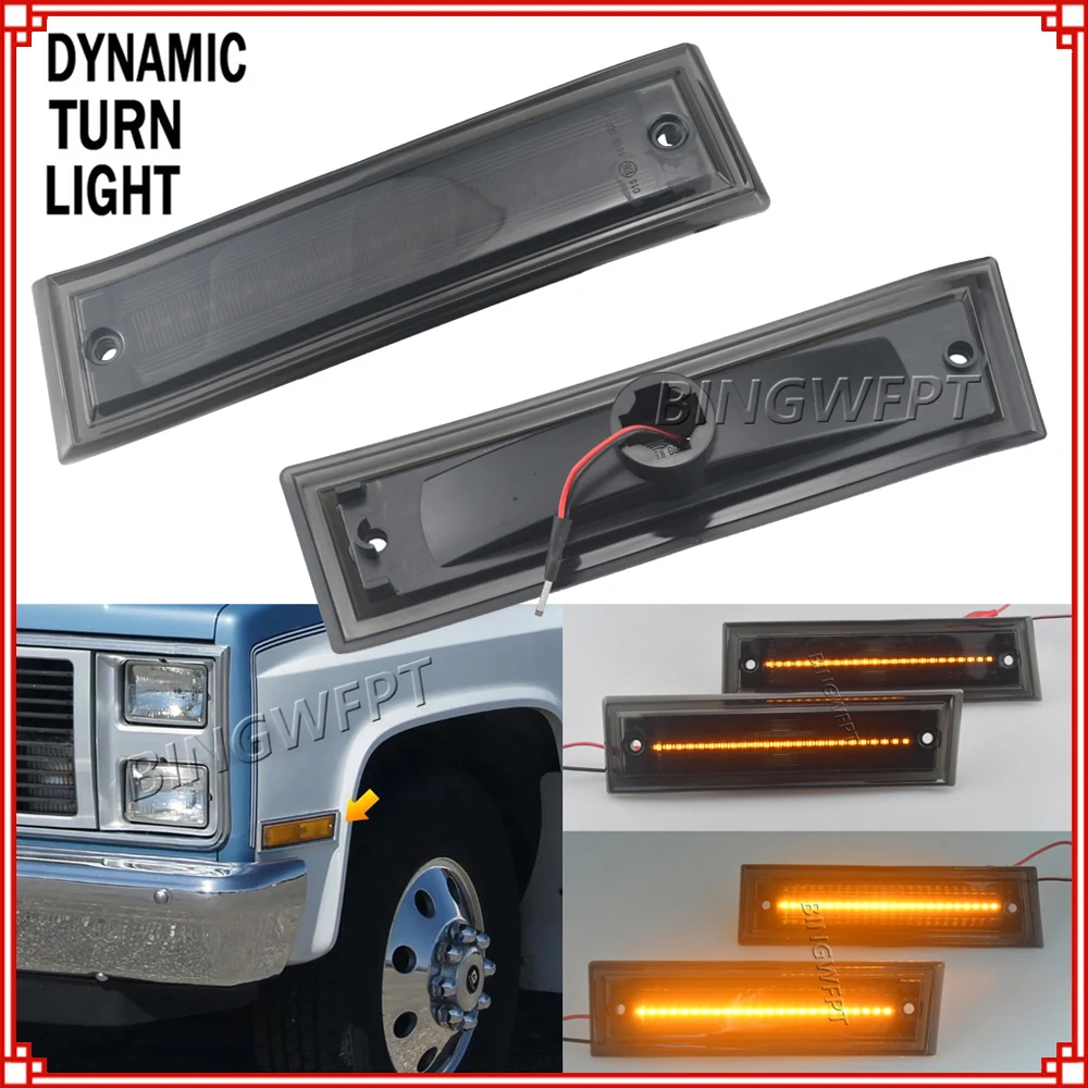 For Chevrolet Suburban C10 C20 C30 LED Front Bumper Side Marker Lights Turn Signal Lamps GMC C1500 C2500 C3500 Jimmy OEM#915557