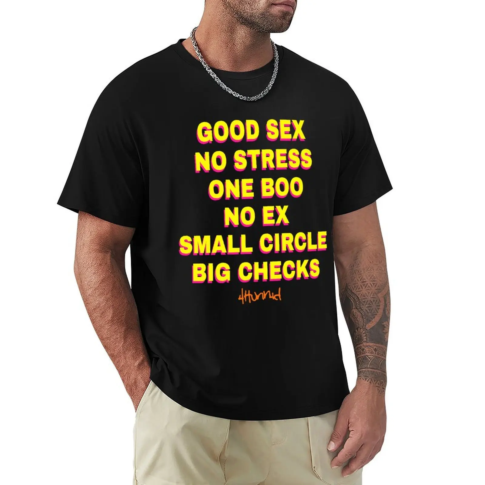 Good Sex No Stress One Boo No Ex Small Circle Big Checks T-Shirt boys animal print black t-shirts for men