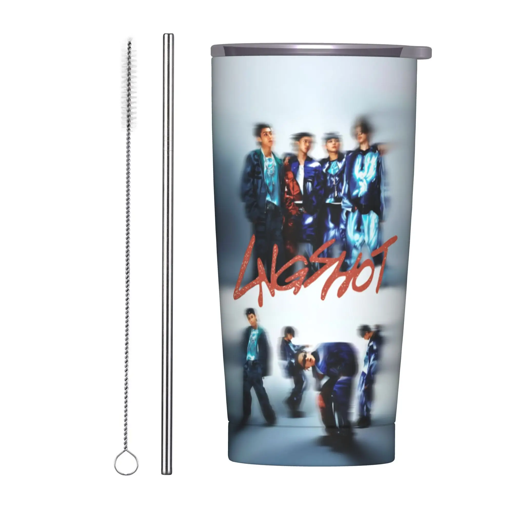 Kpop Group Lngshot  Insulated Tumbler with Straws Lid  Vacuum Thermal Mug Outdoor Travel Car Bottle Cups 20oz