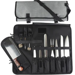 16 Slot Foldable Durable Chef Knife Bag Picnic Party Work Kitchen Knife Slicing Cleaver Paring Carrying Case Storage Pocket Tool