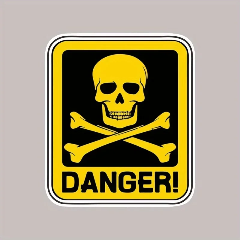 

1шт «Опасность!» Предупреждающая наклейка — конструкция черепа высокой видимости, съемная декоративная наклейка для рабочих мест, шлема и бутылки с водой